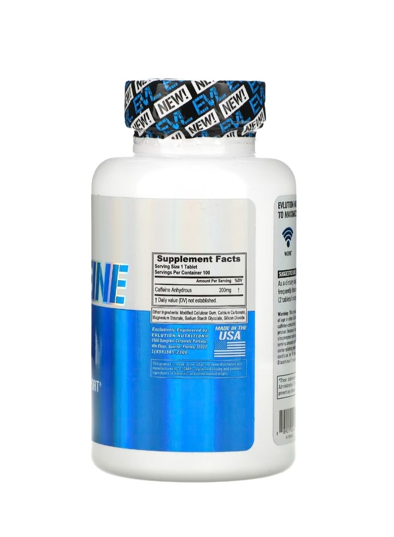 EVLUTION NUTRITION Caffeine 200 mg 100 Tablets - Image 2