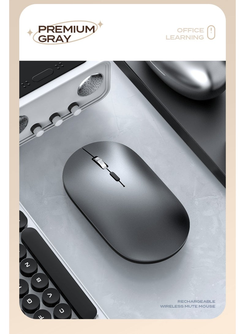 T-WOLF Silent dual-mode office mouse X2-2.4G wireless and Bluetooth 5.0 | Adjustable DPI (800/1200/1600) | Ergonomic design of aluminum alloy wheels | Type-C charging (500mAh battery) | Automatic sleep mode after 60 seconds | Compatible with laptop/PC/Mac - Grey - Image 5