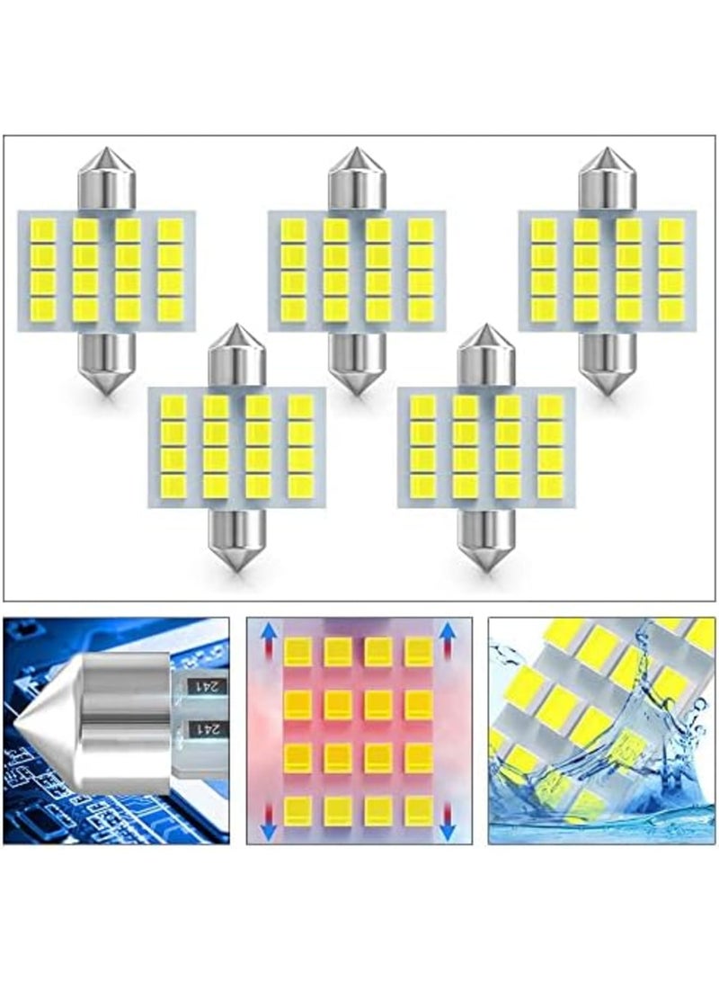مصباح سيارة LED، 8 قطع سوبر برايت أبيض مزدوج الطرف 2835 31 مم 16SMD مصابيح سيارة للإضاءة الداخلية، ضوء القبة، خريطة، صندوق الأمتعة - Image 4