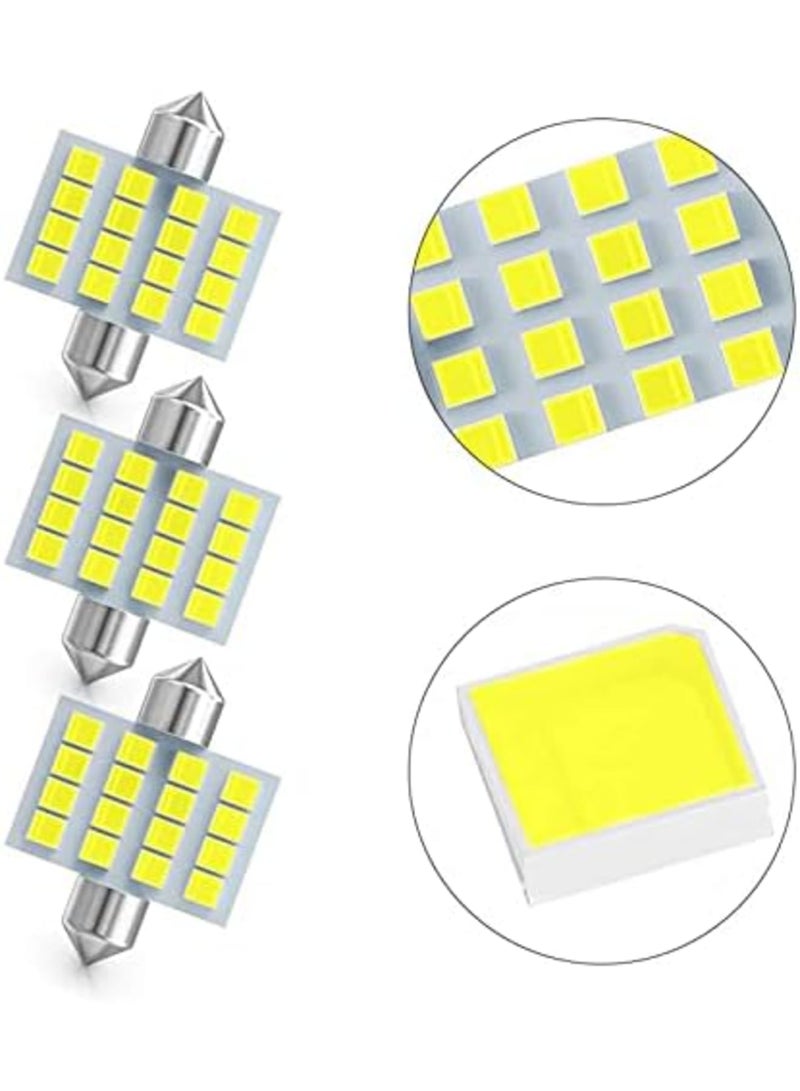 مصباح سيارة LED، 8 قطع سوبر برايت أبيض مزدوج الطرف 2835 31 مم 16SMD مصابيح سيارة للإضاءة الداخلية، ضوء القبة، خريطة، صندوق الأمتعة - Image 2