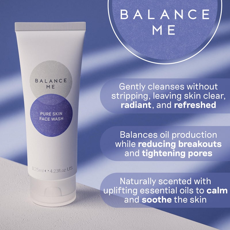 Balance Me Pure Skin Face Wash, Gentle Foaming Facial Cleanser with Moringa & Rice Bran (1 x 4.23 fl oz), Non Toxic Water-Based Facewash for Oily, Blemish-Prone & Sensitive Skin - Image 2