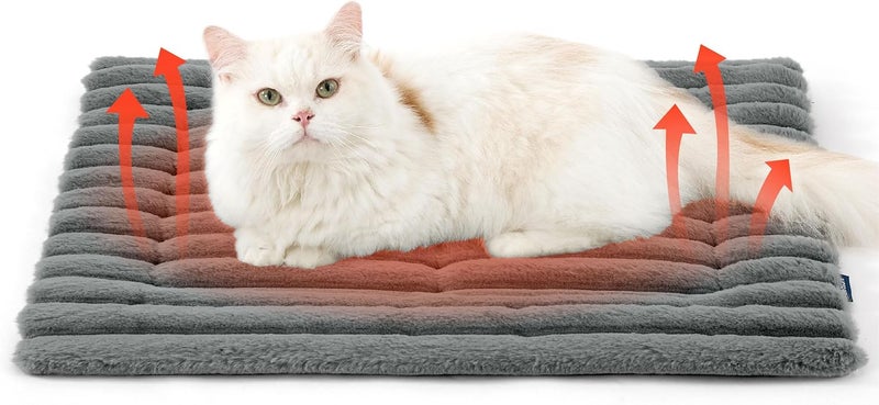 KASTWAVE Cat Bed for Indoor Cats, 24''x18'' Cat Dog Crate Mat, Indoor & Outdoor Thermal Extra Warm Mat for Pet, Non-Slip & Washable Pet Sleeping Blanket Cushion Bed (Grey) - Image 1