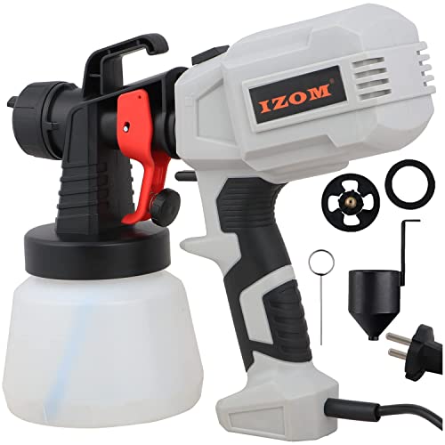 Izom IZ-ESG Corded Spray Gun Hand Held Electric Sprayer with Multiple Spray Patterns & Large Paint Storage Capacity, Light Grey - Image 1