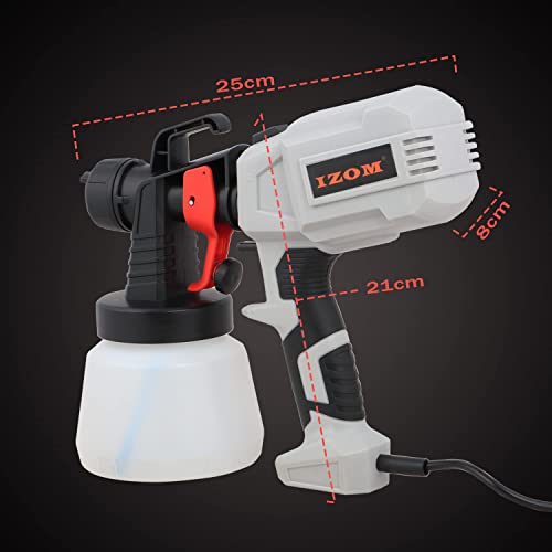 Izom IZ-ESG Corded Spray Gun Hand Held Electric Sprayer with Multiple Spray Patterns & Large Paint Storage Capacity, Light Grey - Image 5