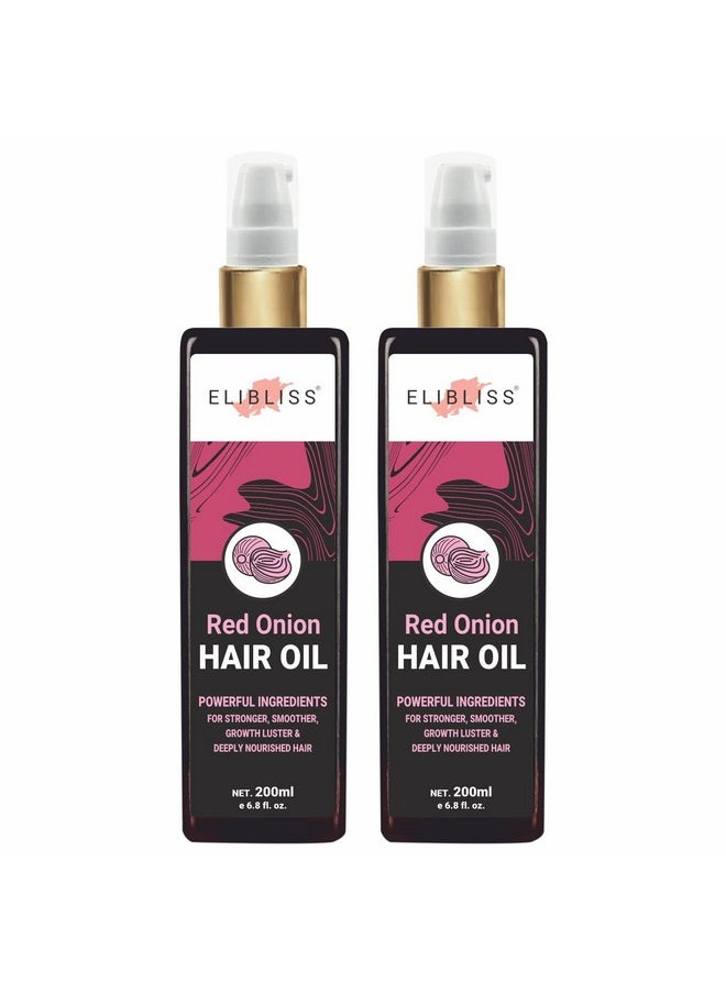 ELIBLISS - Red Onion Hair Oil For Hair Growth And Hair Fall Control For Scalp 200 Ml Pack Of 2 - Image 1