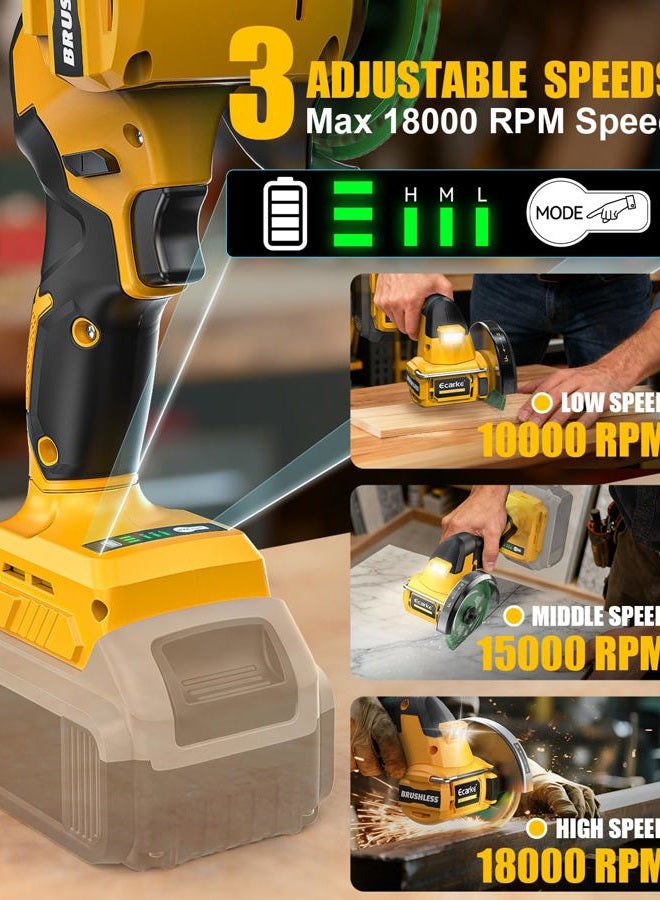 Ecarke Cordless Cut Off Tool Compatible with DeWalt 20V Battery, 4" Circular Saw Brushless Motor with Blades, 18,000 RPM Mini Cut Off Tool Kit for Wood/Metal/Plastic/Tile/Stone Cutting, NO BATTERY - Image 3