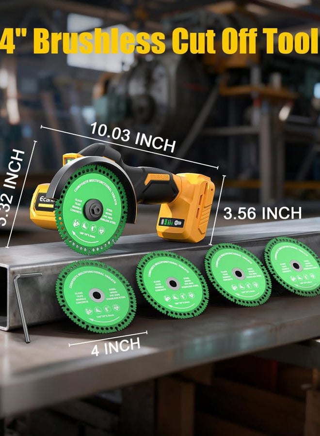 Ecarke Cordless Cut Off Tool Compatible with DeWalt 20V Battery, 4" Circular Saw Brushless Motor with Blades, 18,000 RPM Mini Cut Off Tool Kit for Wood/Metal/Plastic/Tile/Stone Cutting, NO BATTERY - Image 5