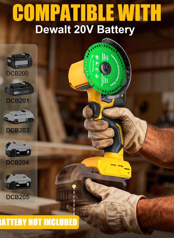 Ecarke Cordless Cut Off Tool Compatible with DeWalt 20V Battery, 4" Circular Saw Brushless Motor with Blades, 18,000 RPM Mini Cut Off Tool Kit for Wood/Metal/Plastic/Tile/Stone Cutting, NO BATTERY - Image 2