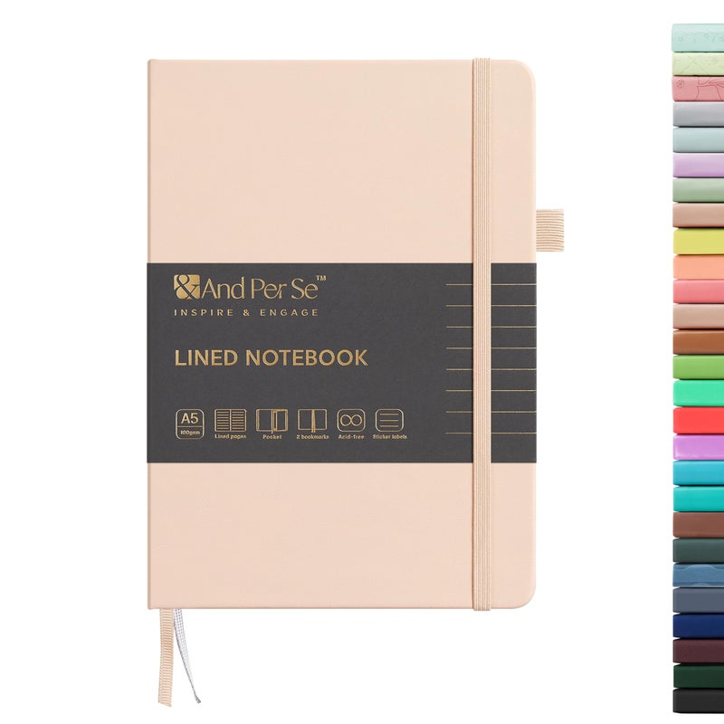 &And Per Se ⩓ Per Se Lined Journal Notebook, 160 Pages, A5 5.7 x 8 inches College Ruled Thick Paper Notebook Journals for Writing, Hardcover Notebooks for Women Men Office School (1 Pack, Light Apricot) - Image 1