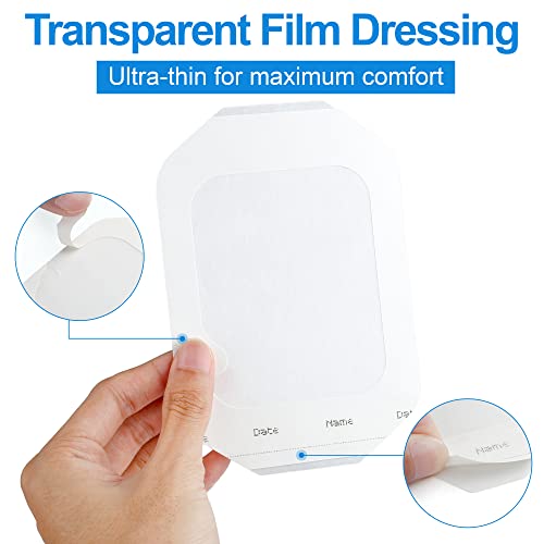 LotFancy Transparent Film Dressing 4” x 4 3/4”, 48PCS, Clear Waterproof Bandage Adhesive Patches, Wound Cover for Post Surgical Shower, IV Shield, Tattoo Aftercare Bandage - Image 4