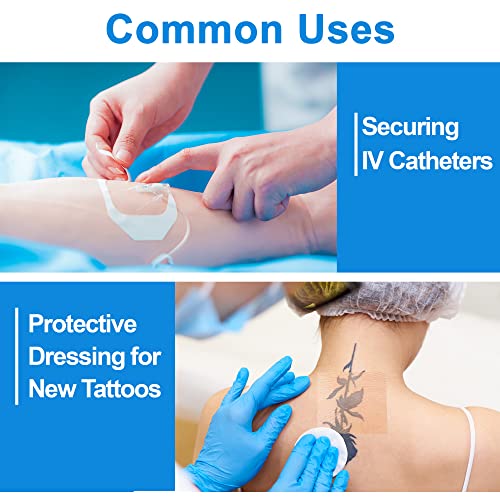 LotFancy Transparent Film Dressing 4” x 4 3/4”, 48PCS, Clear Waterproof Bandage Adhesive Patches, Wound Cover for Post Surgical Shower, IV Shield, Tattoo Aftercare Bandage - Image 5