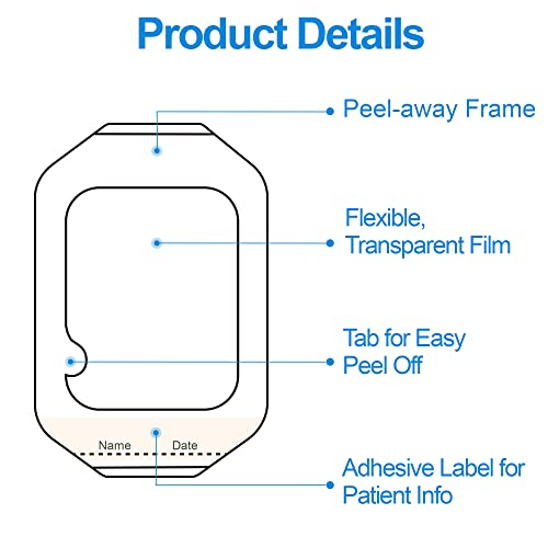 LotFancy Transparent Film Dressing 4” x 4 3/4”, 48PCS, Clear Waterproof Bandage Adhesive Patches, Wound Cover for Post Surgical Shower, IV Shield, Tattoo Aftercare Bandage - Image 3