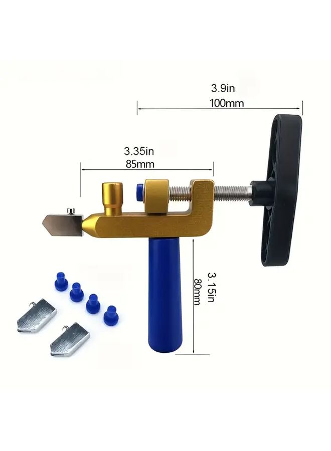 2 In 1 Manual Glass And Tile Cutter With Diamond Roller Wheel Precision Cutting Tool For Construction Adjustable Metal Base Lightweight Portable Design Ergonomic Grip 1 Set Orange - Image 2