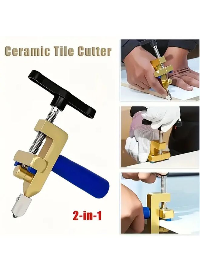 2 In 1 Manual Glass And Tile Cutter With Diamond Roller Wheel Precision Cutting Tool For Construction Adjustable Metal Base Lightweight Portable Design Ergonomic Grip 1 Set Orange - Image 1
