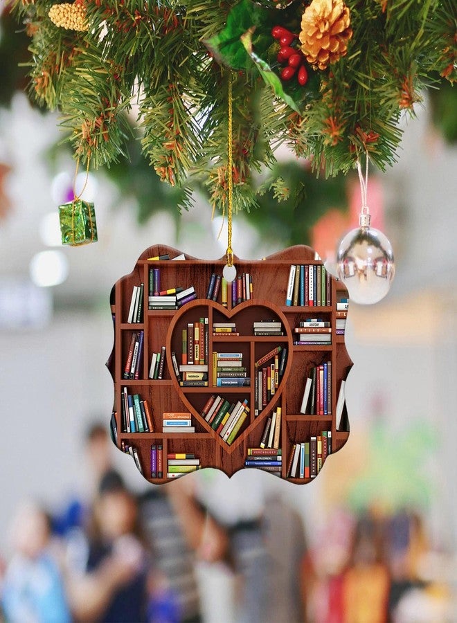 DD-life 10 Pcs Book Lovers Heart Librarian,Books Stacked,Bookshelf Decor,Library,Librarian Christmas Ornament - Image 4