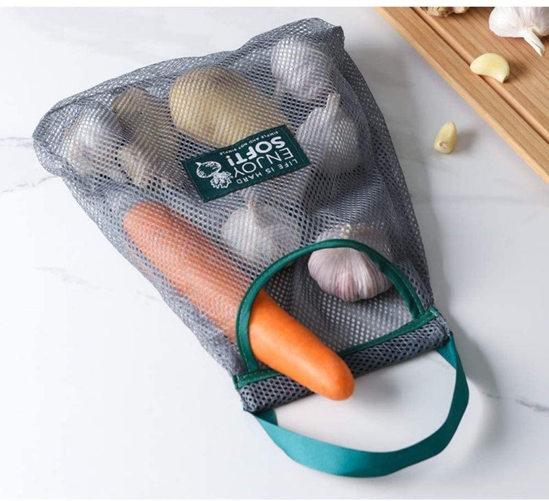 BESTOTTAM Reusable Mesh Bags for Fruit and Vegetable Hanging Storage Kitchen Storage Washable Foldable Net Bags 3 Pack - Image 3
