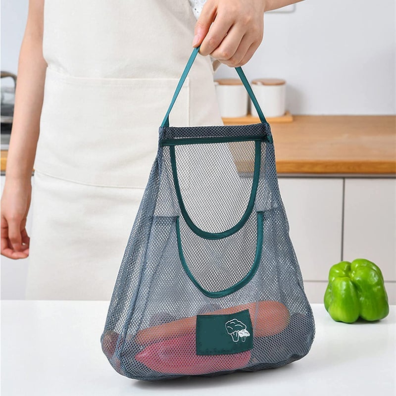 BESTOTTAM Reusable Mesh Bags for Fruit and Vegetable Hanging Storage Kitchen Storage Washable Foldable Net Bags 3 Pack - Image 4