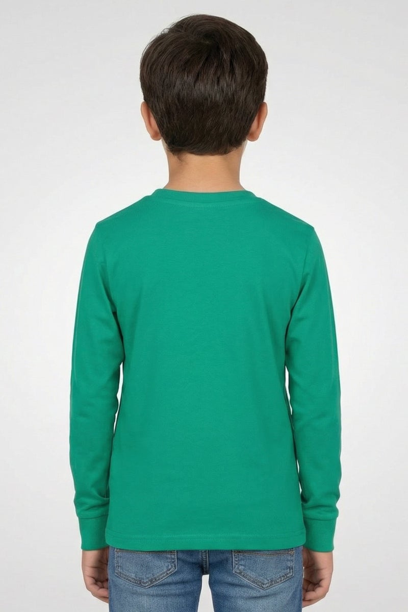 Hamleys Kids Boy Crew Neck Graphic Print Long Sleeve T-Shirt, Green - Image 2