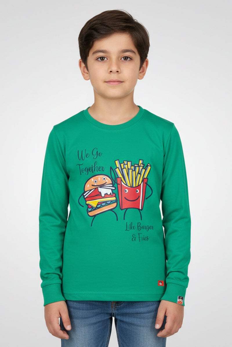 Hamleys Kids Boy Crew Neck Graphic Print Long Sleeve T-Shirt, Green - Image 1