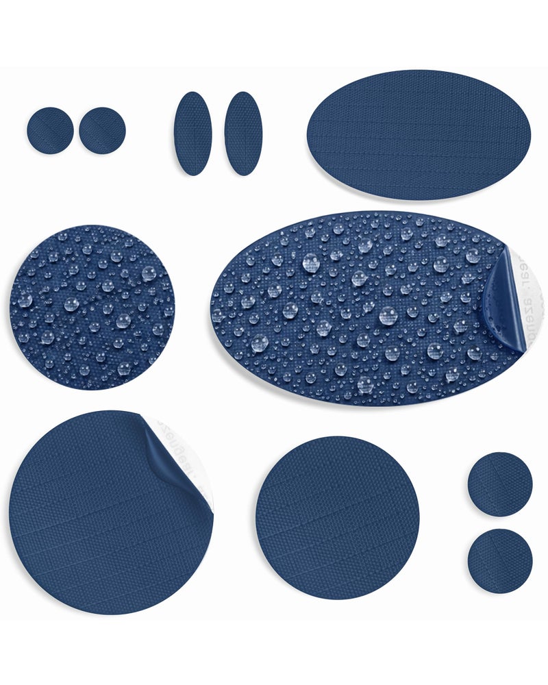 Azengear Repair Patches For Down Jackets - Waterproof  Pre-Cut  Self-Adhesive  Tear-Cold-Heat-Resistant Nylon Polyester Fabric To Fix Puffer Coats  Gear  Tents (11 Pieces  Dark Blue) - Image 1
