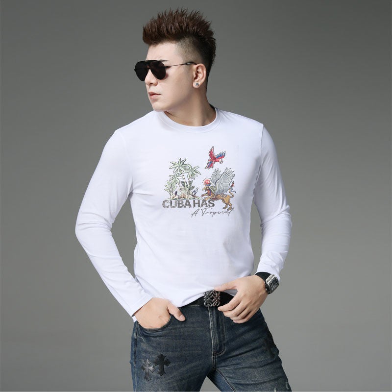 European Station Autumn Long Sleeve T-Shirt Men'S Trendy Brand Men'S Wear Slim Fit Base Shirt Casual T-Shirt Autumn - Image 5