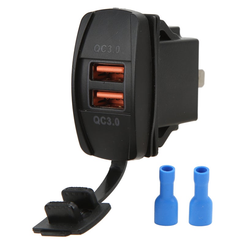 شاحن سيارة مزدوج USB: 2 منافذ QC3.0، حماية أمان متعددة - مواد ABS عالية الجودة، شحن سريع للسفر بالسيارة، مستخدمي الهواتف الذكية - Image 1