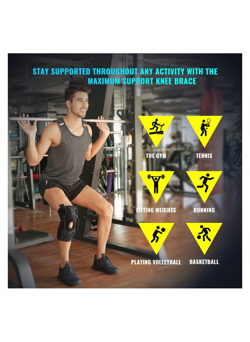 Excefore Hinged Knee Brace Upgraded Support for Knee Pain/Removable Dual Metal Hinges & Built-in Side Spring Stabilizers - Adjustable for Men and Women Surgery Recovery or Injury Prevention (M) - Image 2