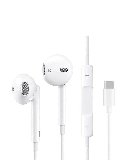 سماعات رأس USB C من تيك-ديجي، أذن سلكية عالية الدقة مع ميكروفون بخاصية إلغاء الضوضاء متوافقة جوجل بكسل 4/3/2/اكس ال، سامسونج، ون بلس، شاومي، هواوي وغيرها الأجهزة النوع سي، أبيض