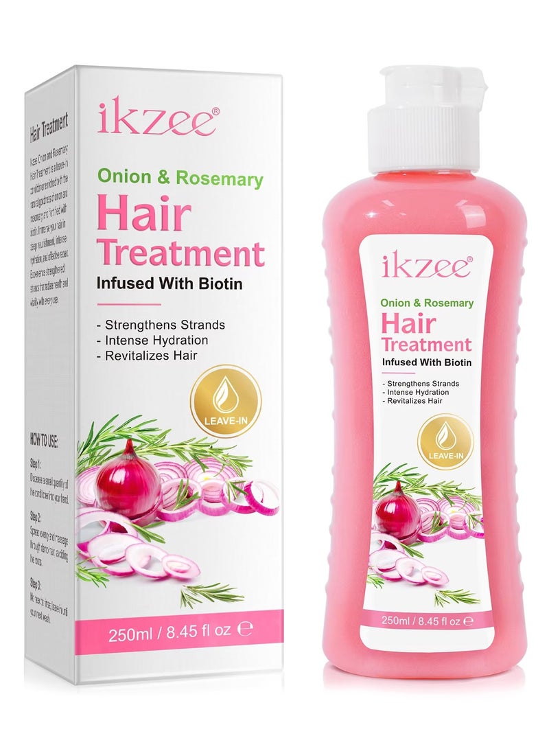 IKZEE 250ml Onion Rosemary Hair Treatment Cream with Biotin Onion & Rosemary Hair Mask Cream Strengthens Strands Intense Hydration Reduce Hair Loss Repair Dry Damaged Hair & Help Hair Growth - Image 1