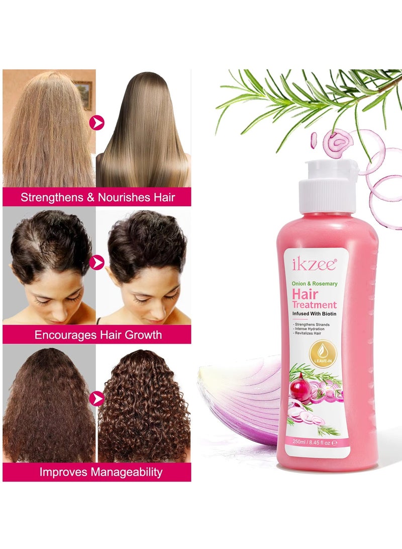IKZEE 250ml Onion Rosemary Hair Treatment Cream with Biotin Onion & Rosemary Hair Mask Cream Strengthens Strands Intense Hydration Reduce Hair Loss Repair Dry Damaged Hair & Help Hair Growth - Image 2