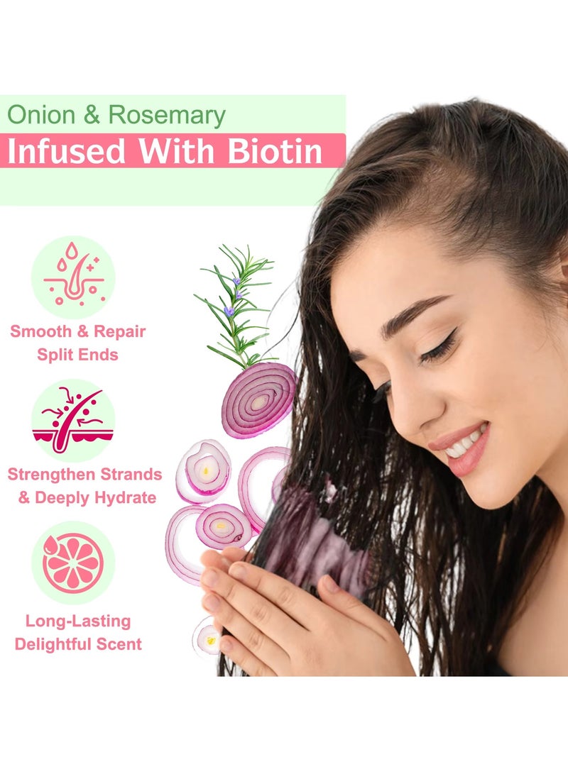 IKZEE 250ml Onion Rosemary Hair Treatment Cream with Biotin Onion & Rosemary Hair Mask Cream Strengthens Strands Intense Hydration Reduce Hair Loss Repair Dry Damaged Hair & Help Hair Growth - Image 4