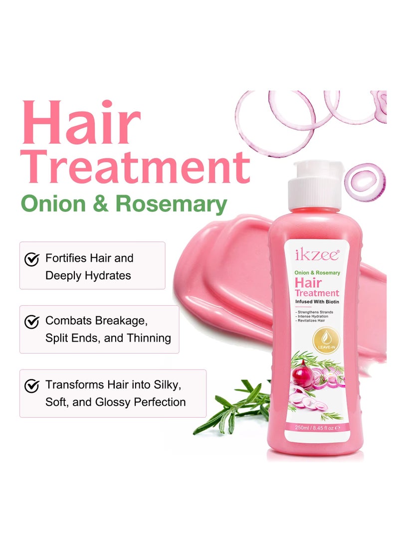 IKZEE 250ml Onion Rosemary Hair Treatment Cream with Biotin Onion & Rosemary Hair Mask Cream Strengthens Strands Intense Hydration Reduce Hair Loss Repair Dry Damaged Hair & Help Hair Growth - Image 3
