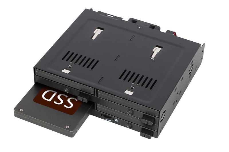 ICY DOCK 4 Bay 2.5" SATA/SAS SSD/HDD Hot-Swap Docking Enclosure for 5.25" Bay - flexiDOCK MB014SP-B R1 - Image 1
