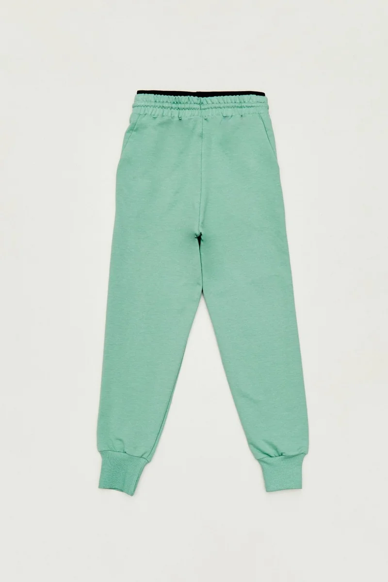 FullaModa Printed Girls' Sweatpants with Lace Waist