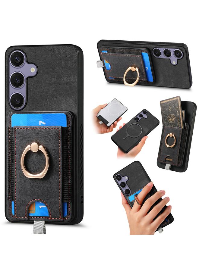 S-TOP Case For Samsung Galaxy S25+ 5G Retro Splitable Magnetic Card Bag Leather Phone Case - Image 1