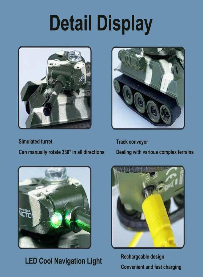 Ouhgnoh Mini WWII Gray German Tiger RC Tank Toy 1/72 Scale Model Electronic Radio Remote Control Vehicle Tank - Image 4