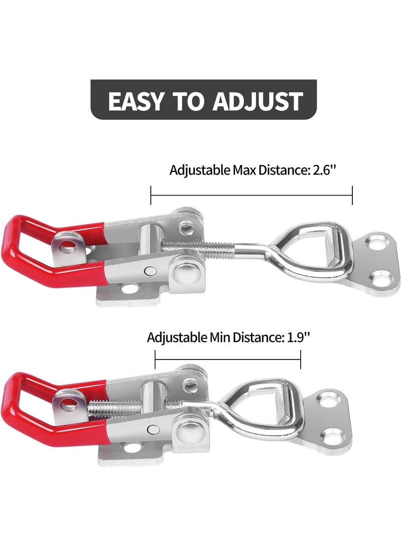 Heavy Duty Toggle Latch Clamp 4002, Adjustable Toggle Clamp Latch With Lock Hole, 550Lbs Holding Capacity Pull Latch for Smoker Lid Jig, Tool Box Case 4Pack (with 20PCS Screws) - Image 2