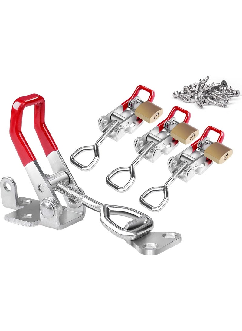 Heavy Duty Toggle Latch Clamp 4002, Adjustable Toggle Clamp Latch With Lock Hole, 550Lbs Holding Capacity Pull Latch for Smoker Lid Jig, Tool Box Case 4Pack (with 20PCS Screws) - Image 1
