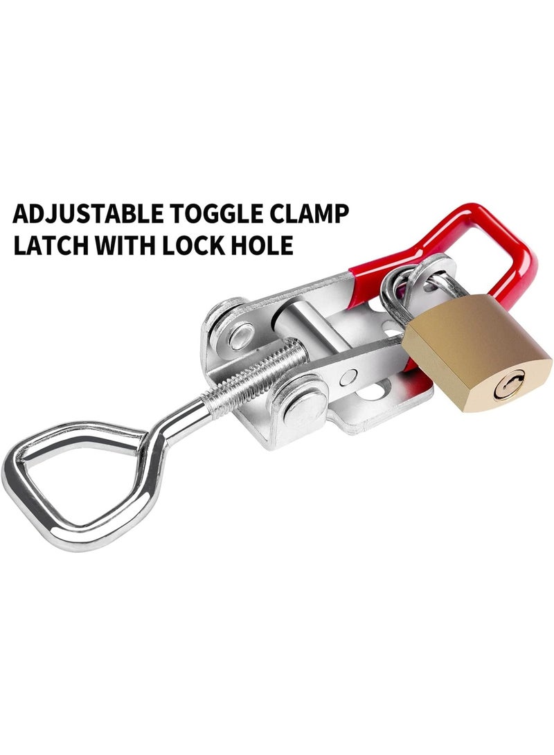 Heavy Duty Toggle Latch Clamp 4002, Adjustable Toggle Clamp Latch With Lock Hole, 550Lbs Holding Capacity Pull Latch for Smoker Lid Jig, Tool Box Case 4Pack (with 20PCS Screws) - Image 3