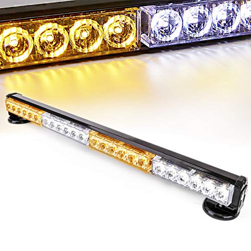 LE-JX LEJX 24 AmberWhite Wireless Traffic Advisor Emergency Lights Bar Battery Led Strobe Warning Light Roof Top Hazard Flash with Magnetic Base Mount and 12V Rechargeable Plug 24 LEDs - Image 1