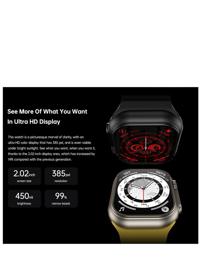 AROAQ - W800 Ultra High Tech Smartwatch 380mAh Battery 2.05 Inch Screen Display AI Assistance Sports and Health Modes Wireless Charging Bluetooth Smart Watch - Image 1