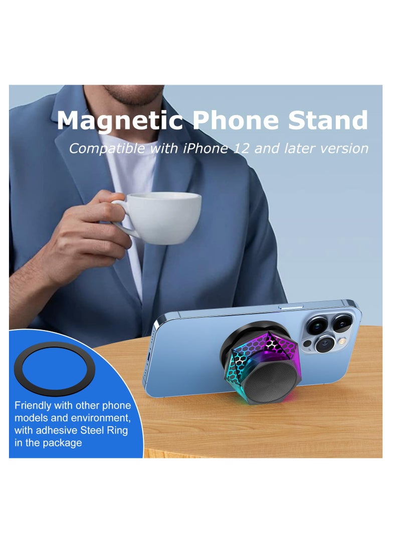 Excefore - Magnetic Diamond Bluetooth Speaker, Small Wireless Speaker with Multi RGB Color Light Show, Wireless Small Bluetooth Speaker, Portable Phone Stand for iPhone, Android, TWS Pairing - Image 1