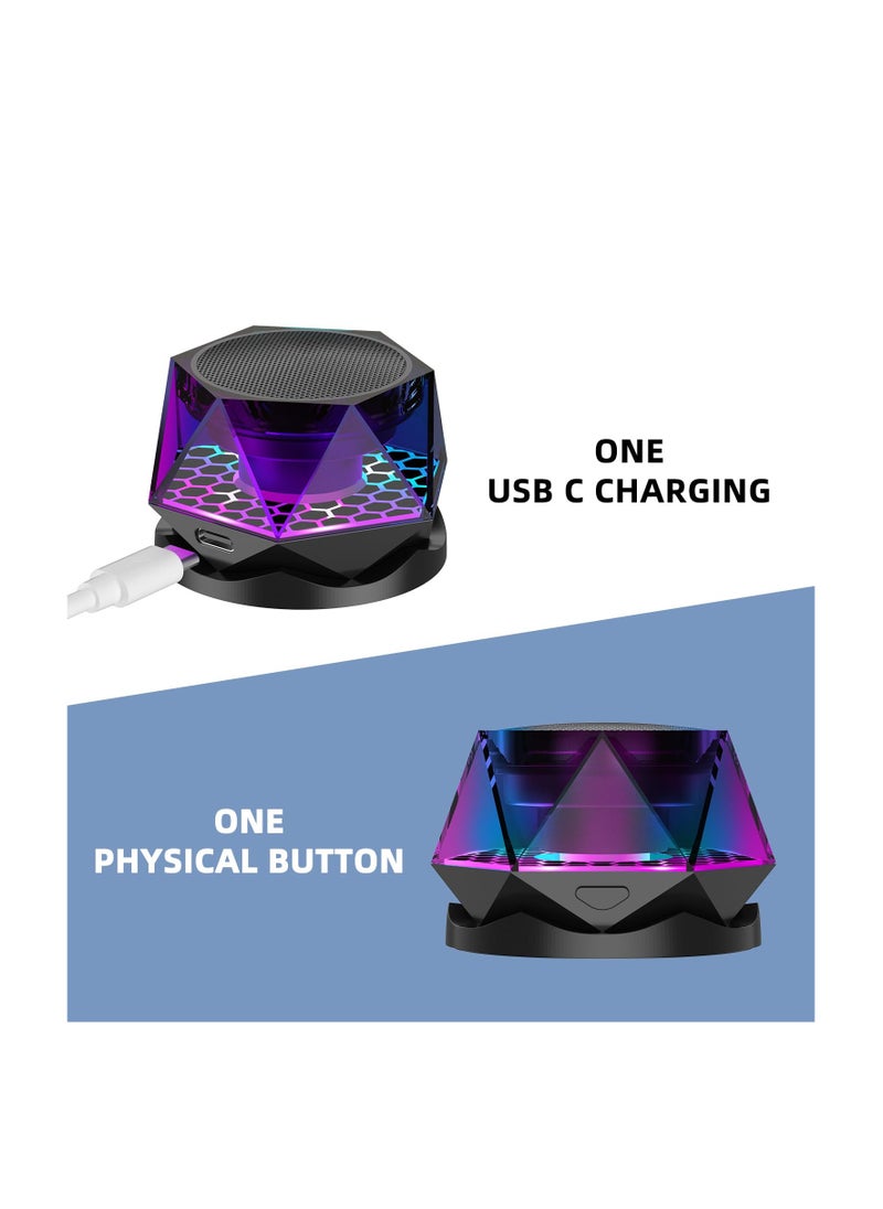 Excefore - Magnetic Diamond Bluetooth Speaker, Small Wireless Speaker with Multi RGB Color Light Show, Wireless Small Bluetooth Speaker, Portable Phone Stand for iPhone, Android, TWS Pairing - Image 1