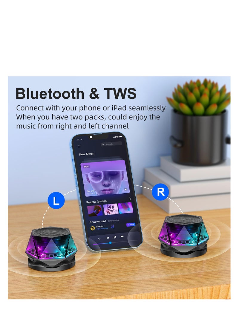 Excefore - Magnetic Diamond Bluetooth Speaker, Small Wireless Speaker with Multi RGB Color Light Show, Wireless Small Bluetooth Speaker, Portable Phone Stand for iPhone, Android, TWS Pairing - Image 1