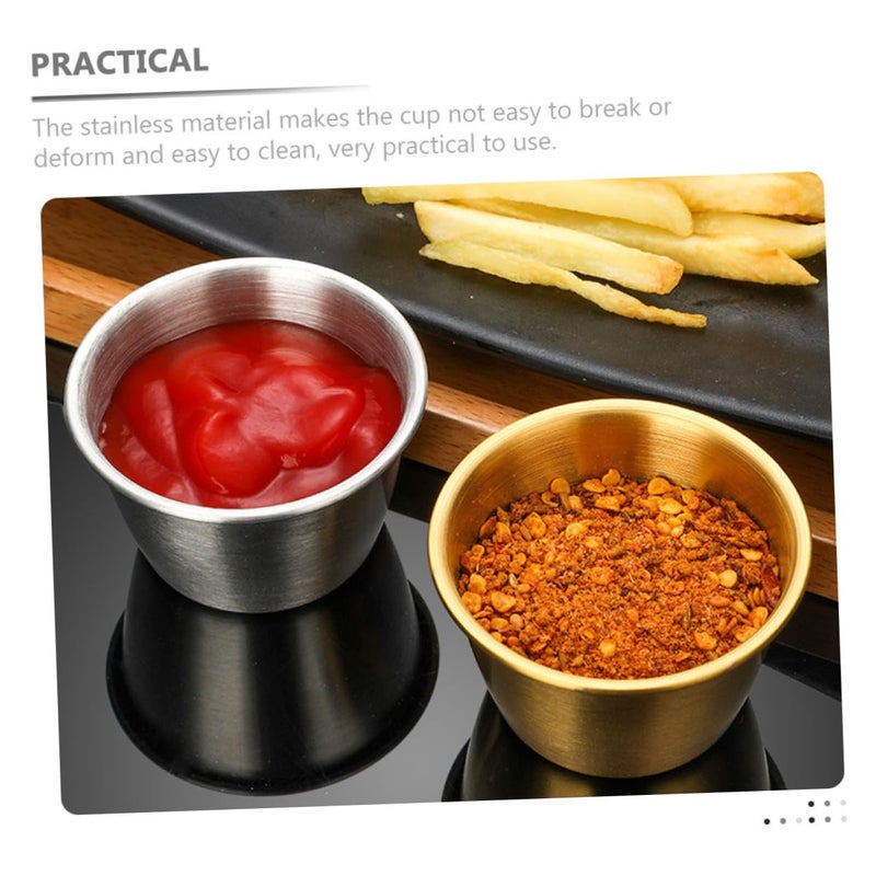 Stainless Steel Sauce Dipping Bowls Set of 2 Condiment Cups for Ketchup Salad Dressings - Image 5