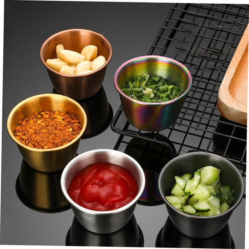 Stainless Steel Sauce Dipping Bowls Set of 2 Condiment Cups for Ketchup Salad Dressings - Image 3
