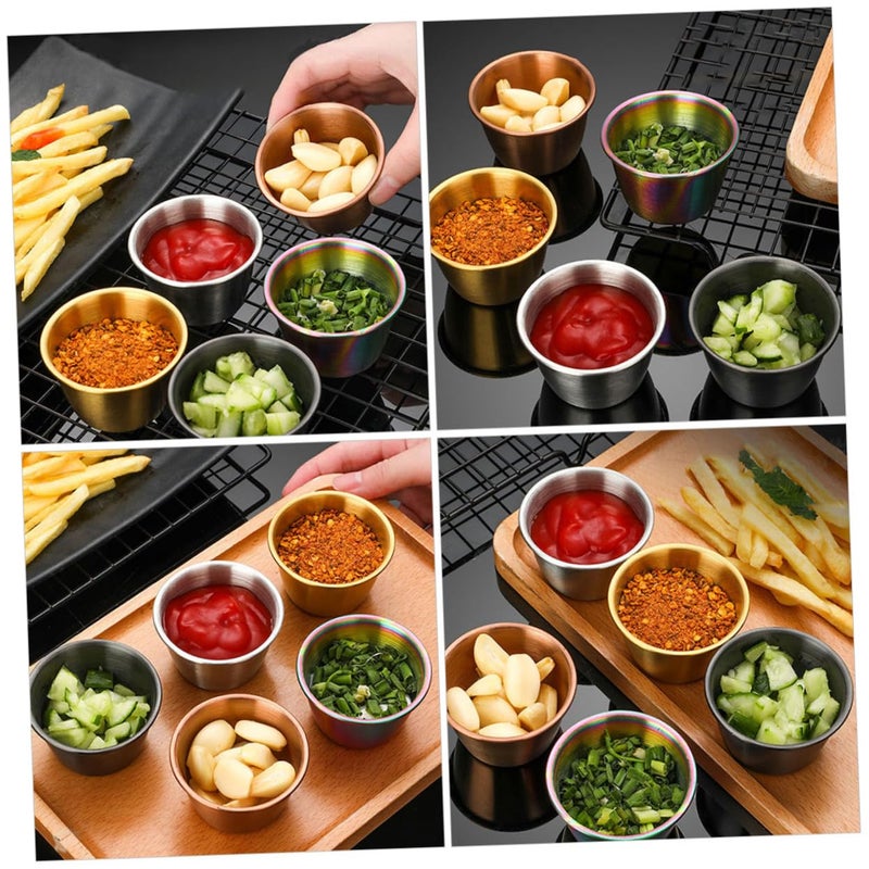 Stainless Steel Sauce Dipping Bowls Set of 2 Condiment Cups for Ketchup Salad Dressings - Image 4