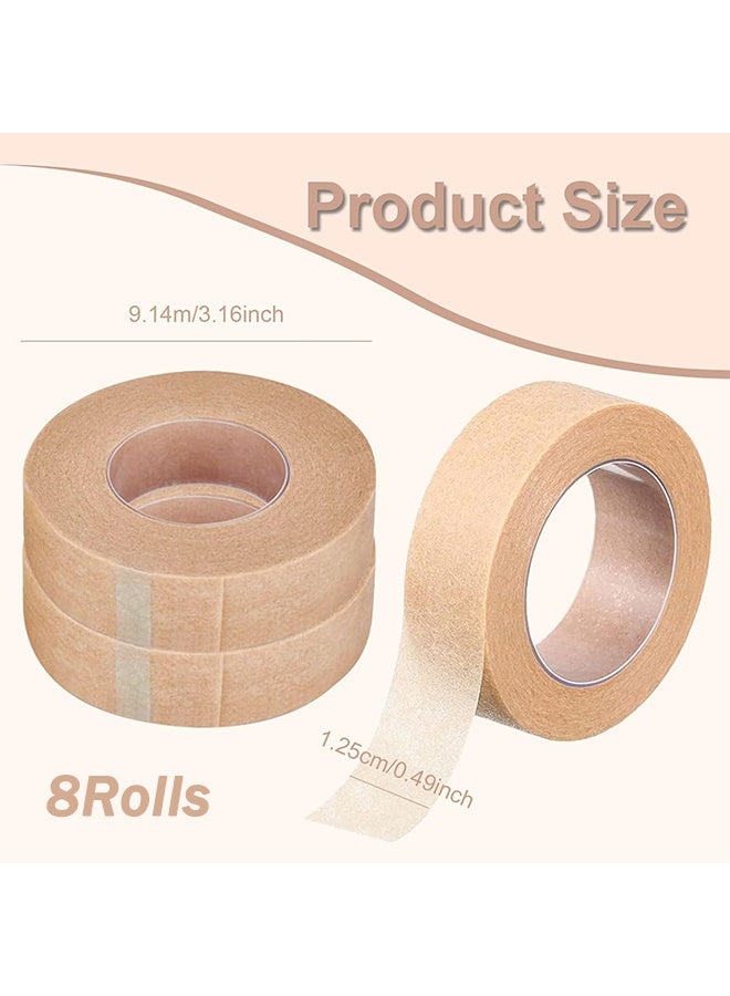 Generic 8 Rolls Flexible Skin Tape Breathable Nose Tape Self Adhesive Gauze Tape for Wound Injuries Swelling Sports, Brown (0.5 in x 10 Yd)  - Image 2