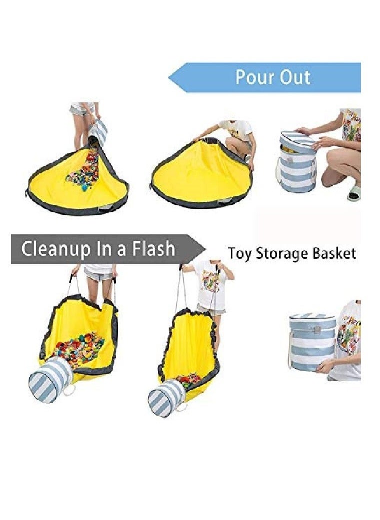 Cutie Cute Toy Storage Organizer Baskets With Play Mat Outdoor Collapsible Canvas Storage Bucket and Large Activity Mat Toy Bin for Kids Room Classroom Playground  - Image 2