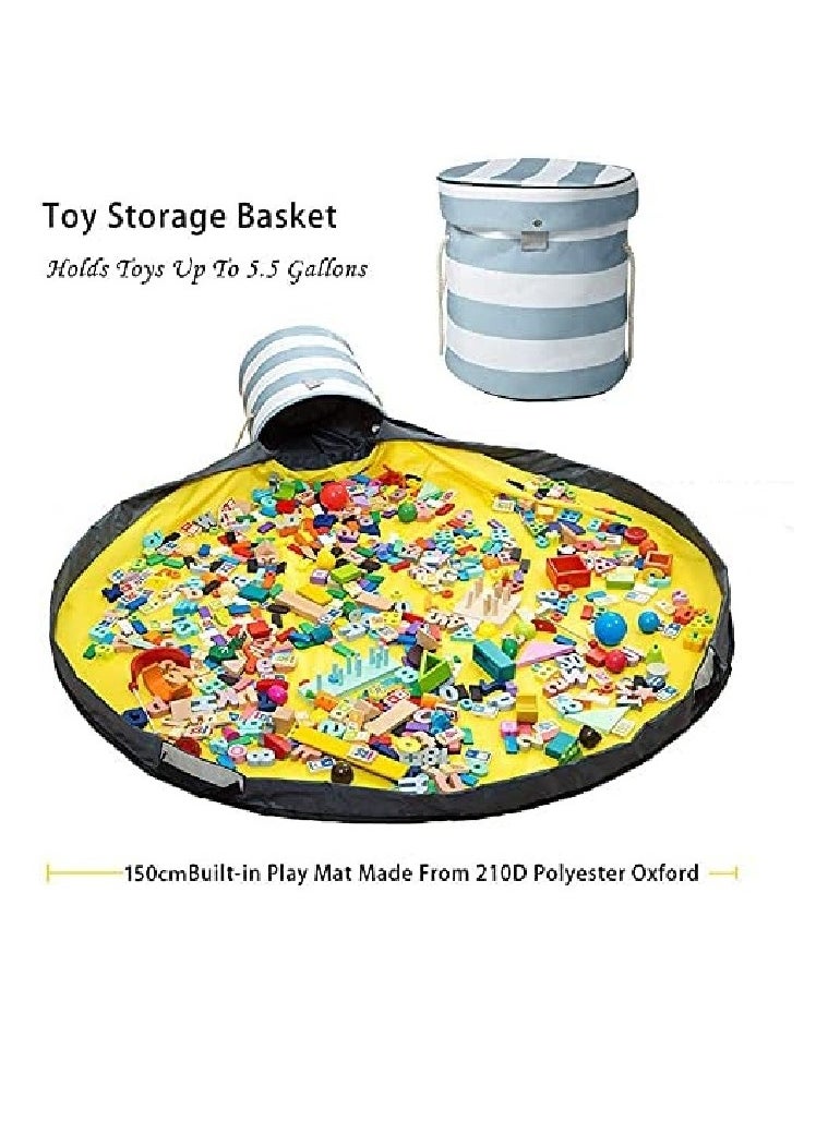 Cutie Cute Toy Storage Organizer Baskets With Play Mat Outdoor Collapsible Canvas Storage Bucket and Large Activity Mat Toy Bin for Kids Room Classroom Playground  - Image 5